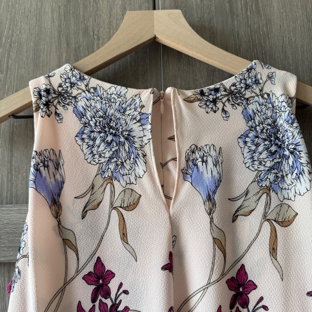 Lauren Ralph Lauren Dress Women 10 Pink Floral Tiered Sleeveless Georgette Shift - Picture 8 of 12